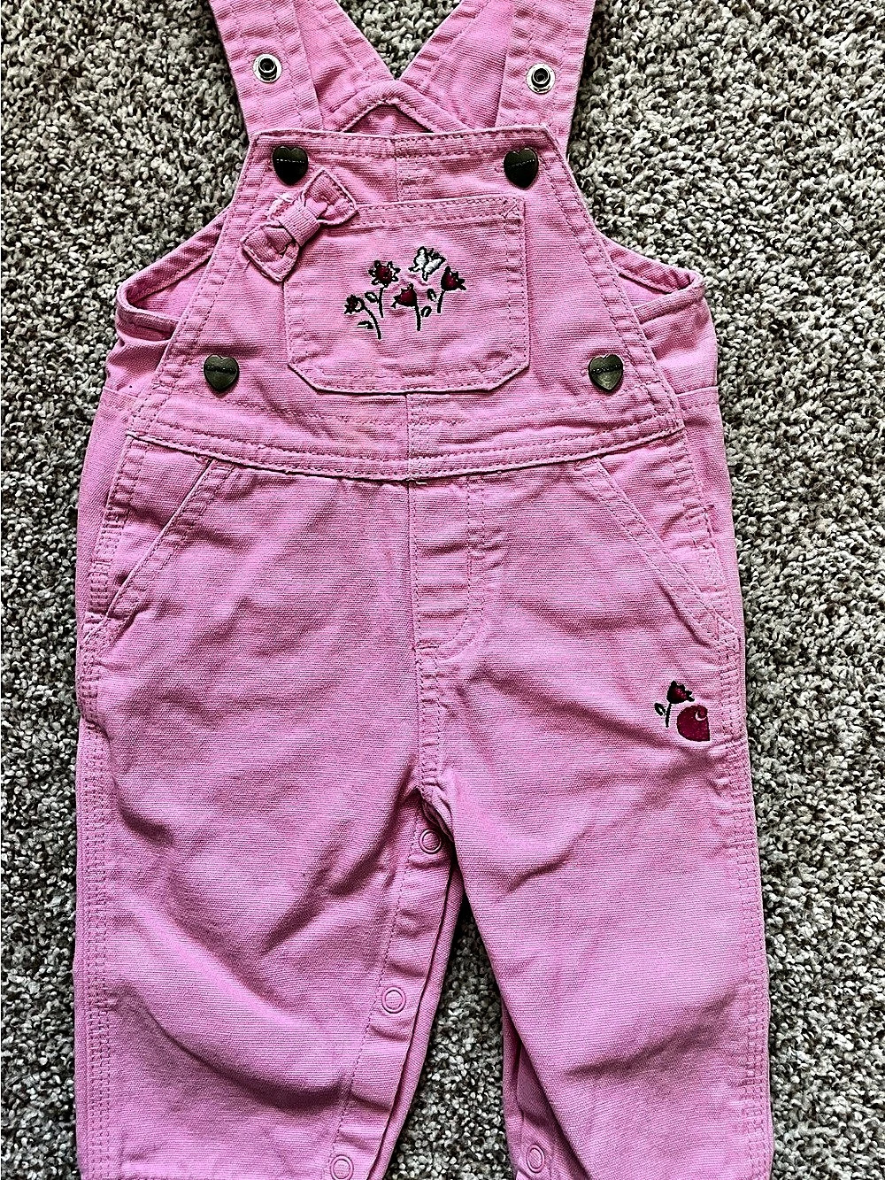 Carhartt Girls Canvas Bib Overalls Pink Size 6M